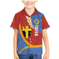Tafea Province Family Matching Mermaid Dress and Hawaiian Shirt Vanuatu Pattern Map - Plumeria Flag Color LT14 Son's Shirt Red - Polynesian Pride