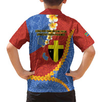 Tafea Province Family Matching Off Shoulder Short Dress and Hawaiian Shirt Vanuatu Pattern Map - Plumeria Flag Color LT14 - Polynesian Pride