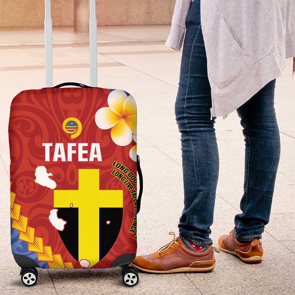 Tafea Province Luggage Cover Vanuatu Pattern Map - Plumeria Flag Color LT14 Red - Polynesian Pride