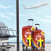 Tafea Province Luggage Cover Vanuatu Pattern Map - Plumeria Flag Color LT14 - Polynesian Pride
