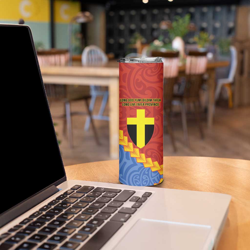 Tafea Province Skinny Tumbler Vanuatu Pattern Map With Plumeria Flag Color