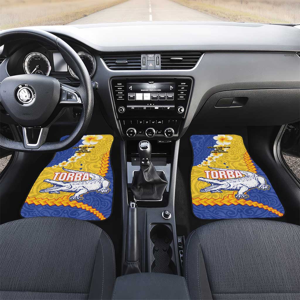 Torba Province Car Mats Vanuatu Pattern Crocodile - Plumeria Flag Color