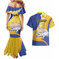 Torba Province Couples Matching Mermaid Dress and Hawaiian Shirt Vanuatu Pattern Crocodile - Plumeria Flag Color LT14 - Polynesian Pride