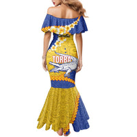 Torba Province Family Matching Mermaid Dress and Hawaiian Shirt Vanuatu Pattern Crocodile - Plumeria Flag Color LT14 - Polynesian Pride