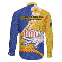 Torba Province Family Matching Off The Shoulder Long Sleeve Dress and Hawaiian Shirt Vanuatu Pattern Crocodile - Plumeria Flag Color LT14 - Polynesian Pride