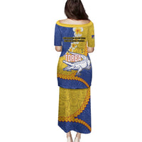 Torba Province Family Matching Puletasi and Hawaiian Shirt Vanuatu Pattern Crocodile - Plumeria Flag Color LT14 - Polynesian Pride