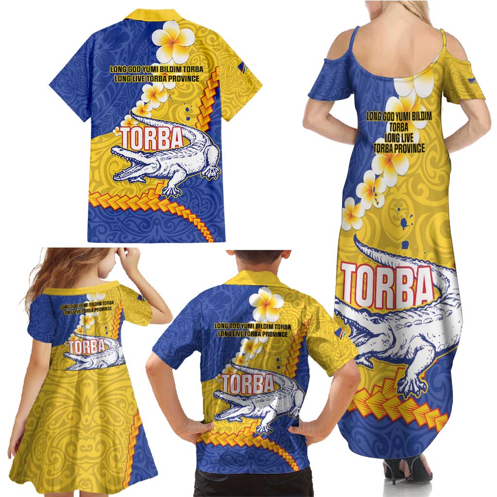 Torba Province Family Matching Summer Maxi Dress and Hawaiian Shirt Vanuatu Pattern Crocodile - Plumeria Flag Color LT14 - Polynesian Pride
