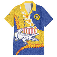 Torba Province Family Matching Summer Maxi Dress and Hawaiian Shirt Vanuatu Pattern Crocodile - Plumeria Flag Color LT14 Dad's Shirt - Short Sleeve Yellow - Polynesian Pride