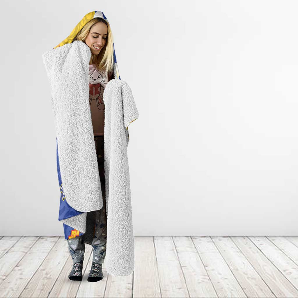Torba Province Hooded Blanket Vanuatu Pattern Crocodile - Plumeria Flag Color