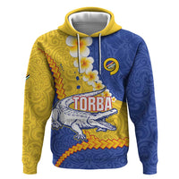 Torba Province Hoodie Vanuatu Pattern Crocodile - Plumeria Flag Color LT14 Pullover Hoodie Yellow - Polynesian Pride