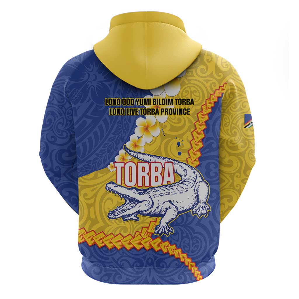 Torba Province Hoodie Vanuatu Pattern Crocodile - Plumeria Flag Color LT14 - Polynesian Pride