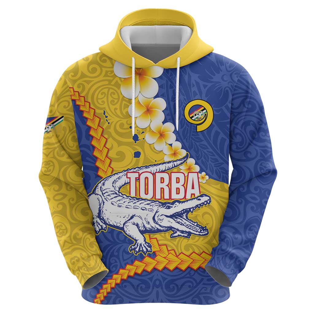 Torba Province Hoodie Vanuatu Pattern Crocodile - Plumeria Flag Color LT14 - Polynesian Pride