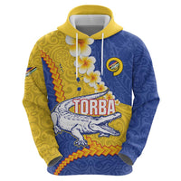 Torba Province Hoodie Vanuatu Pattern Crocodile - Plumeria Flag Color LT14 - Polynesian Pride