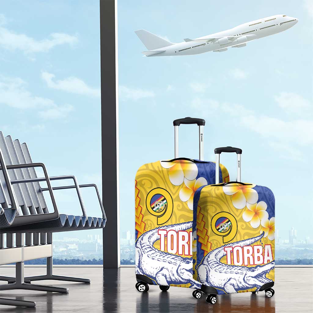 Torba Province Luggage Cover Vanuatu Pattern Crocodile - Plumeria Flag Color