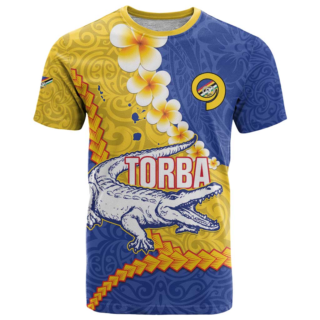 Torba Province T Shirt Vanuatu Pattern Crocodile - Plumeria Flag Color LT14 Yellow - Polynesian Pride