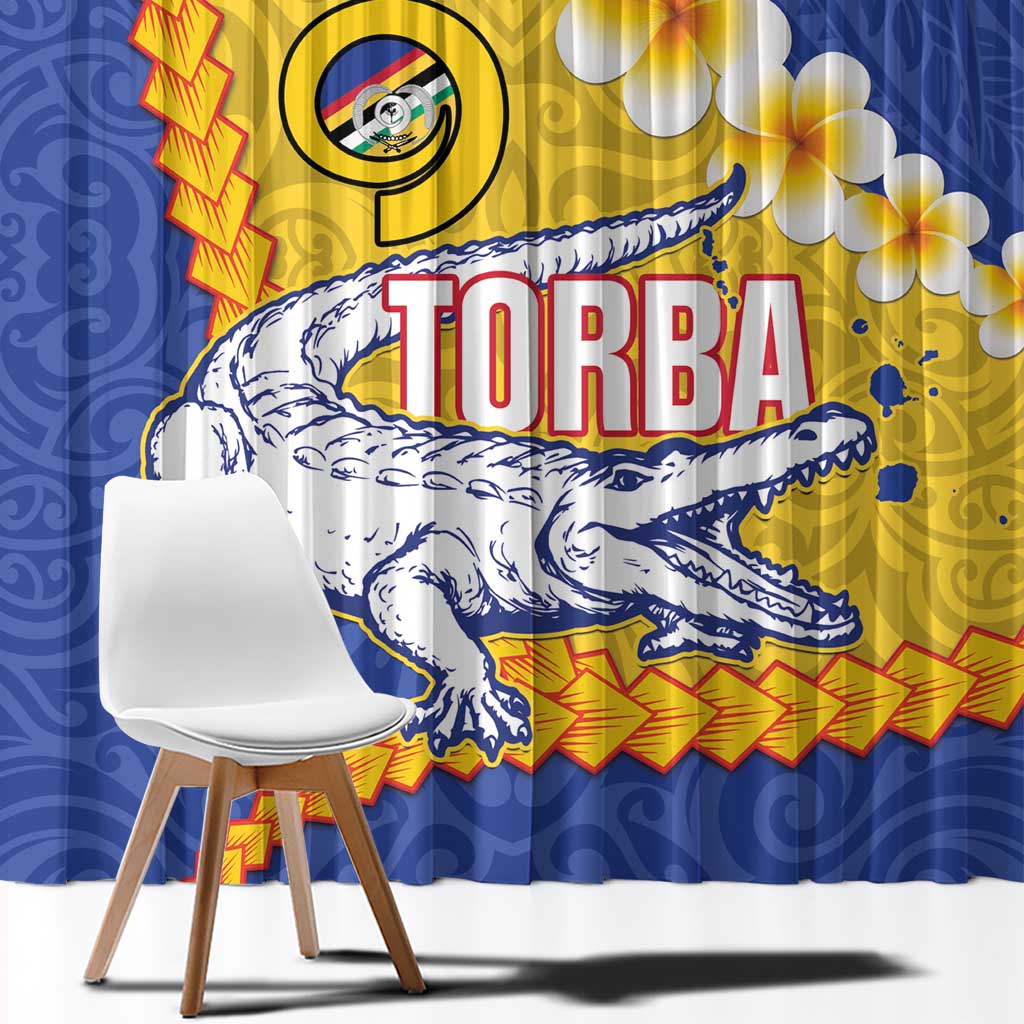 Torba Province Window Curtain Vanuatu Pattern Crocodile - Plumeria Flag Color