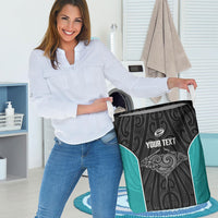 Custom New Zealand Stingray Oztag Laundry Basket Tag Rugby Maori Pattern Black Version LT14 - Polynesian Pride