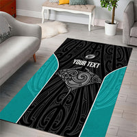 Custom New Zealand Stingray Oztag Area Rug Tag Rugby Maori Pattern Black Version LT14 - Polynesian Pride