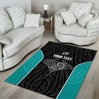 Custom New Zealand Stingray Oztag Area Rug Tag Rugby Maori Pattern Black Version LT14 - Polynesian Pride