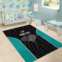 Custom New Zealand Stingray Oztag Area Rug Tag Rugby Maori Pattern Black Version LT14 - Polynesian Pride