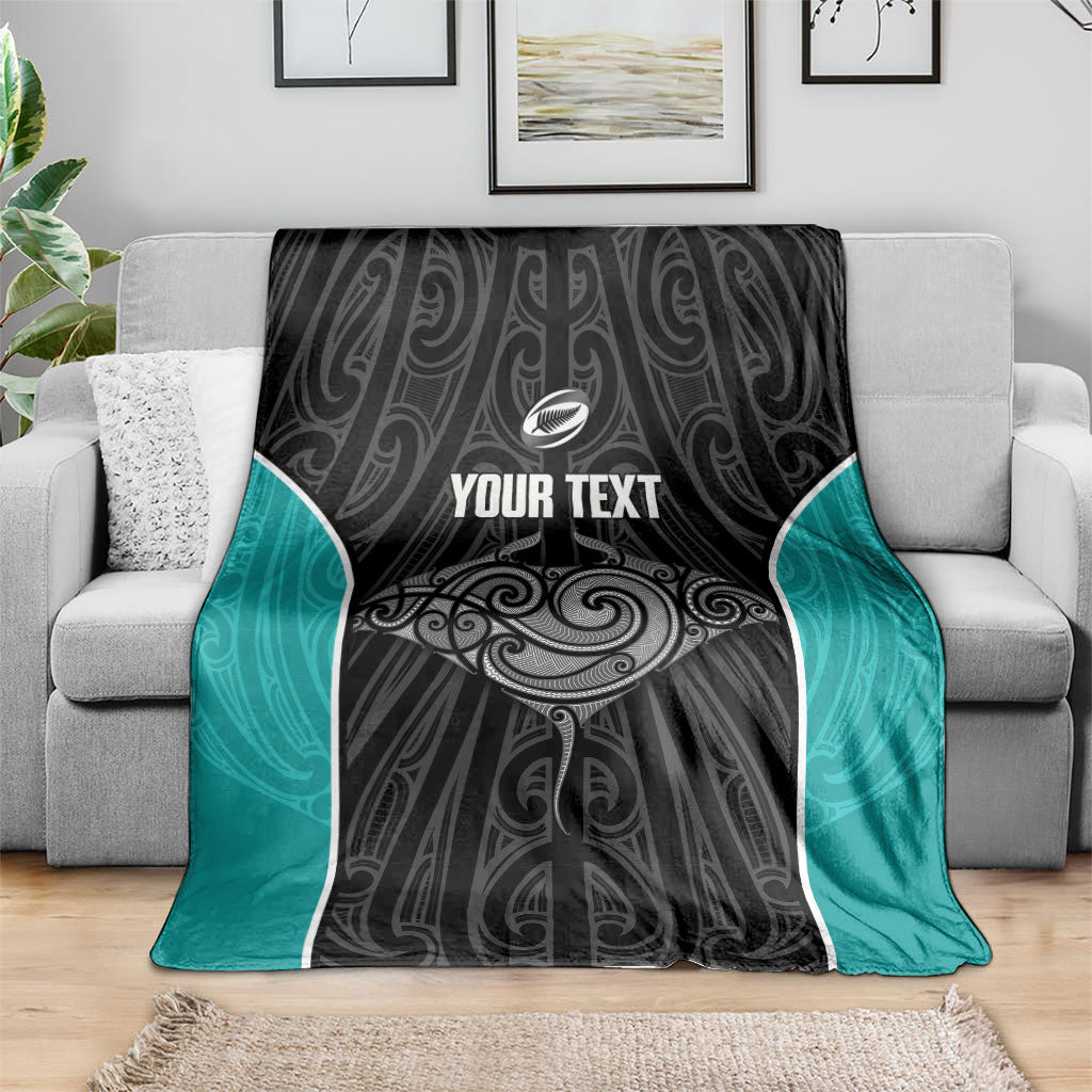 Custom New Zealand Stingray Oztag Blanket Tag Rugby Maori Pattern Black Version LT14 - Polynesian Pride