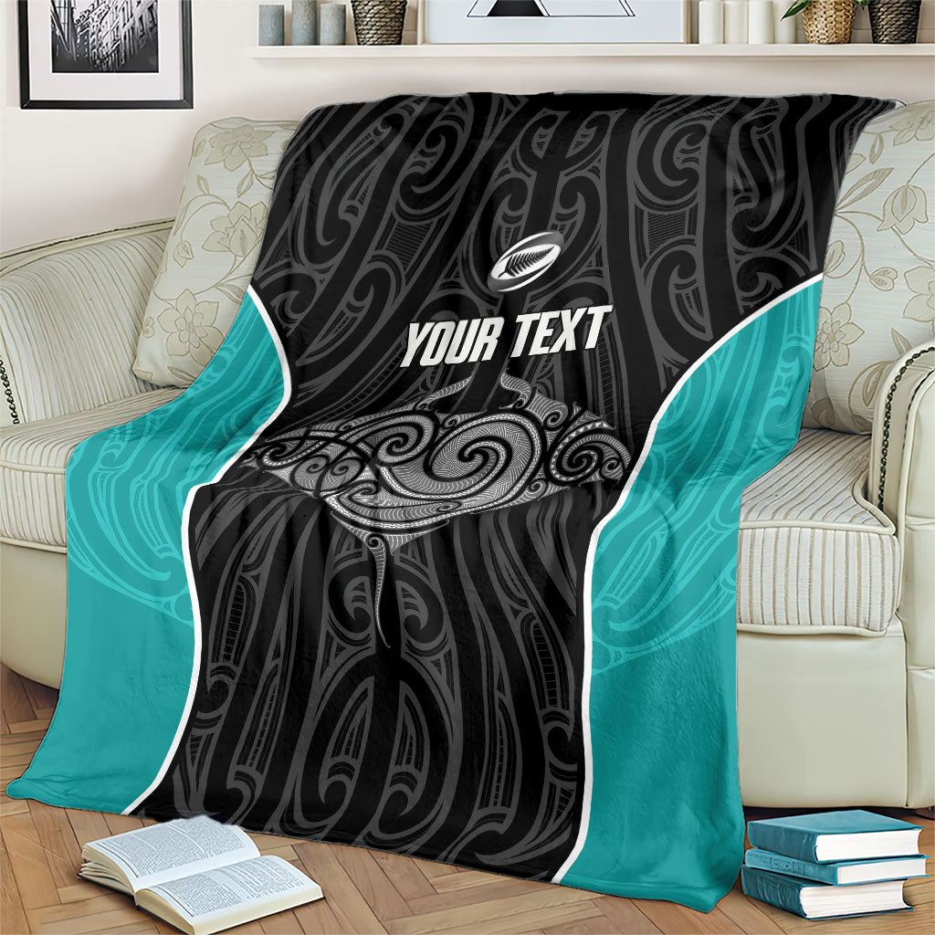 Custom New Zealand Stingray Oztag Blanket Tag Rugby Maori Pattern Black Version LT14 - Polynesian Pride
