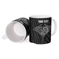 Custom New Zealand Stingray Oztag Ceramic Mug Tag Rugby Maori Pattern Black Version LT14 - Polynesian Pride