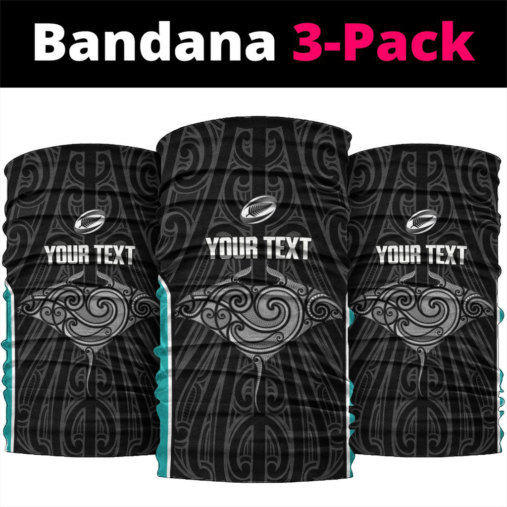 Custom New Zealand Stingray Oztag Neck Gaiter Tag Rugby Maori Pattern Black Version LT14 package One Size: 25*50cm Black - Polynesian Pride