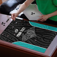 Custom New Zealand Stingray Oztag Puzzle Tag Rugby Maori Pattern Black Version LT14 - Polynesian Pride