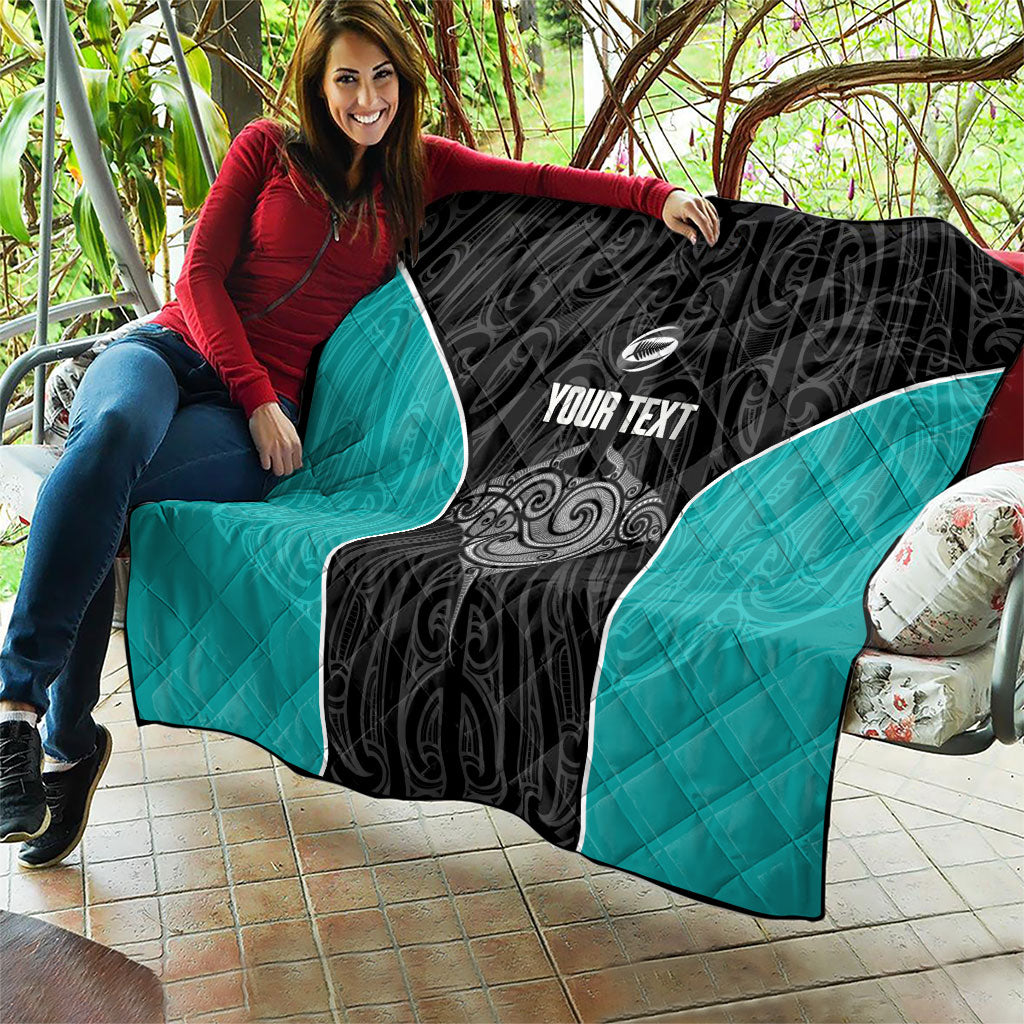 Custom New Zealand Stingray Oztag Quilt Tag Rugby Maori Pattern Black Version LT14 - Polynesian Pride