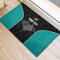 Custom New Zealand Stingray Oztag Rubber Doormat Tag Rugby Maori Pattern Black Version LT14 - Polynesian Pride