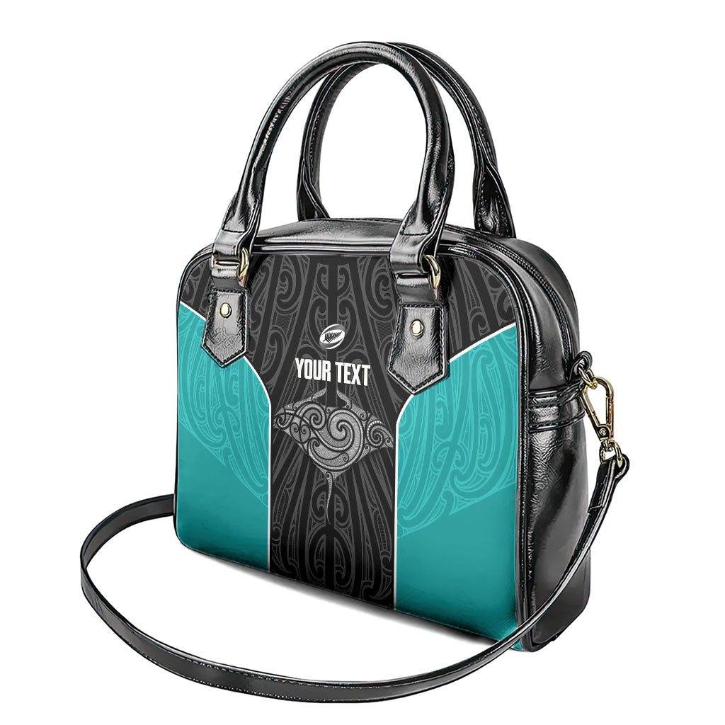 Custom New Zealand Stingray Oztag Shoulder Handbag Tag Rugby Maori Pattern Black Version LT14 - Polynesian Pride