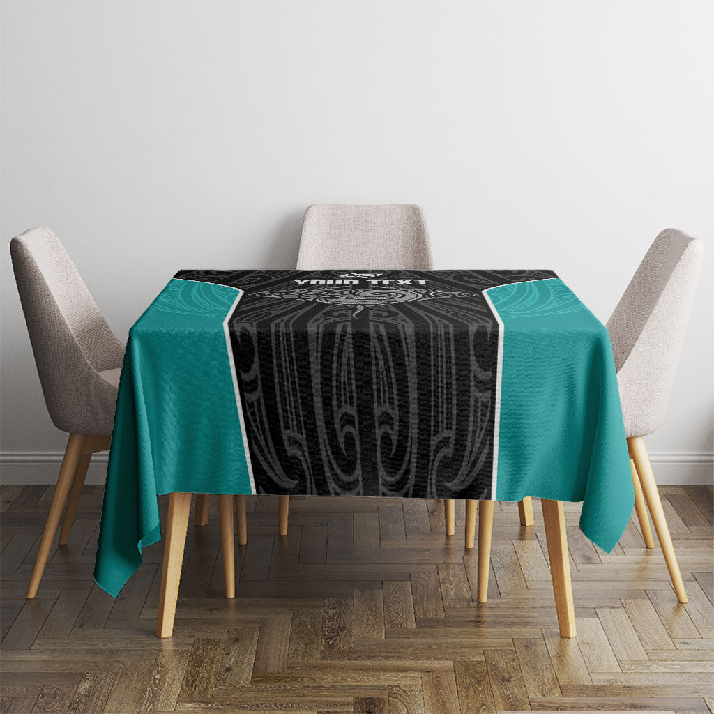Custom New Zealand Stingray Oztag Tablecloth Tag Rugby Maori Pattern Black Version LT14 - Polynesian Pride