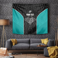 Custom New Zealand Stingray Oztag Tapestry Tag Rugby Maori Pattern Black Version LT14 Black - Polynesian Pride