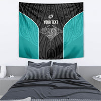 Custom New Zealand Stingray Oztag Tapestry Tag Rugby Maori Pattern Black Version LT14 - Polynesian Pride