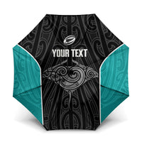 Custom New Zealand Stingray Oztag Umbrella Tag Rugby Maori Pattern Black Version LT14 One Size Folded 11.42 inch Opened Diameter 37.4 inch Black - Polynesian Pride