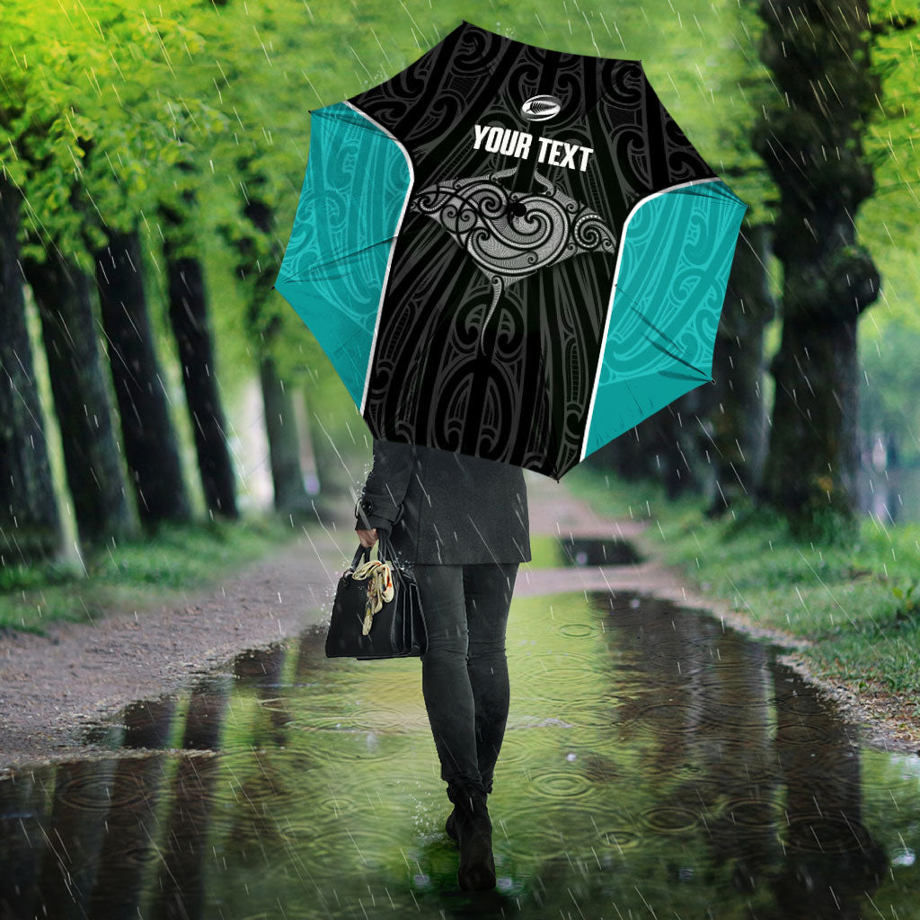 Custom New Zealand Stingray Oztag Umbrella Tag Rugby Maori Pattern Black Version LT14 - Polynesian Pride