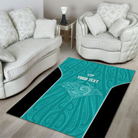 Custom New Zealand Stingray Oztag Area Rug Tag Rugby Maori Pattern Teal Version LT14 - Polynesian Pride