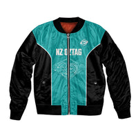 Custom New Zealand Stingray Oztag Bomber Jacket Tag Rugby Maori Pattern Teal Version LT14 Unisex Teal - Polynesian Pride