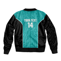 Custom New Zealand Stingray Oztag Bomber Jacket Tag Rugby Maori Pattern Teal Version LT14 - Polynesian Pride