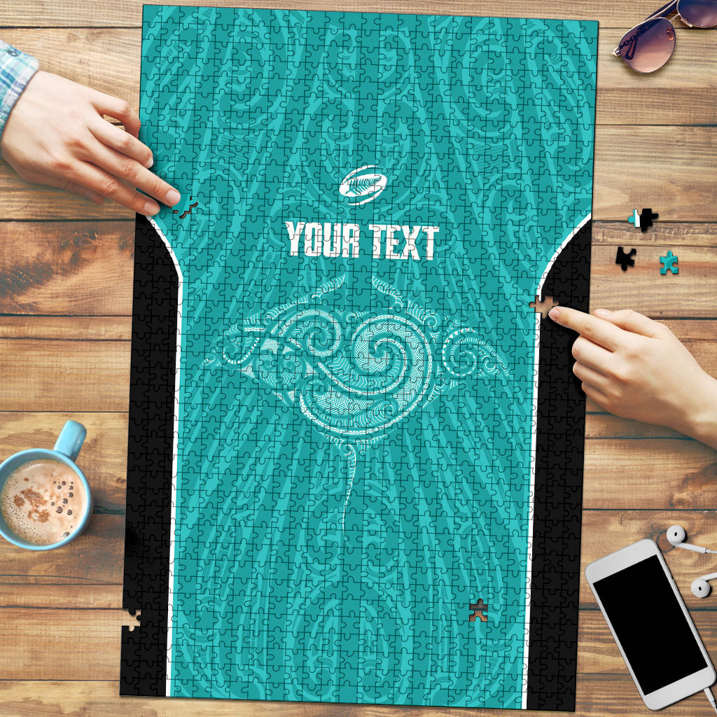 Custom New Zealand Stingray Oztag Puzzle Tag Rugby Maori Pattern Teal Version LT14 Teal - Polynesian Pride