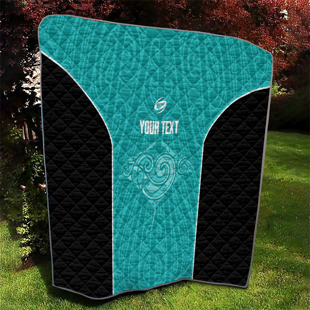 Custom New Zealand Stingray Oztag Quilt Tag Rugby Maori Pattern Teal Version LT14 - Polynesian Pride