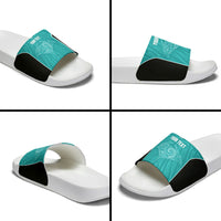 Custom New Zealand Stingray Oztag Slide Sandals Tag Rugby Maori Pattern Teal Version LT14 - Polynesian Pride