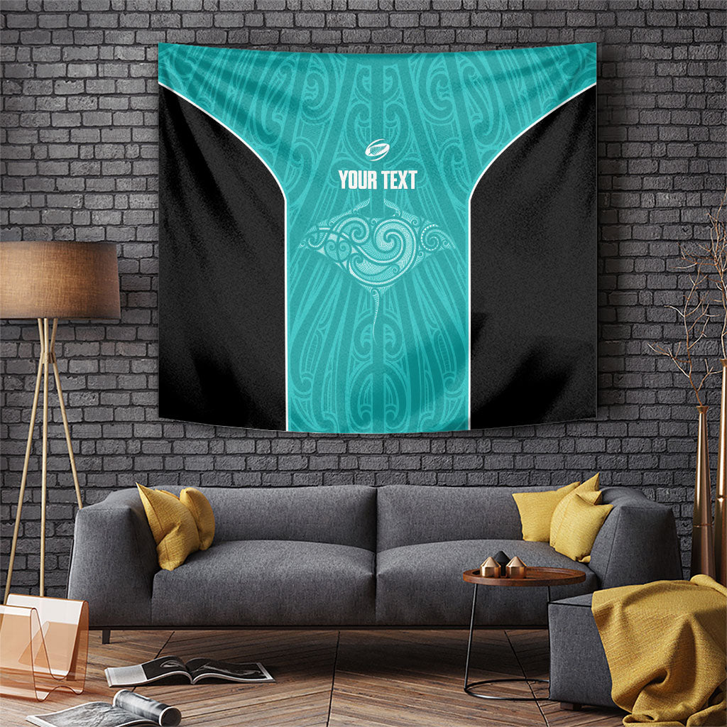 Custom New Zealand Stingray Oztag Tapestry Tag Rugby Maori Pattern Teal Version LT14 Teal - Polynesian Pride
