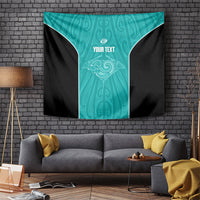 Custom New Zealand Stingray Oztag Tapestry Tag Rugby Maori Pattern Teal Version LT14 Teal - Polynesian Pride