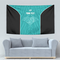 Custom New Zealand Stingray Oztag Tapestry Tag Rugby Maori Pattern Teal Version LT14 - Polynesian Pride