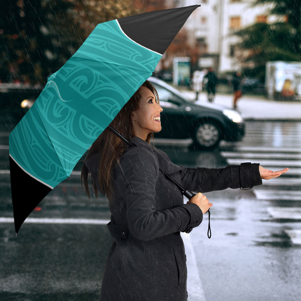 Custom New Zealand Stingray Oztag Umbrella Tag Rugby Maori Pattern Teal Version LT14 - Polynesian Pride