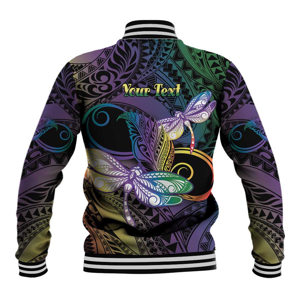 Personalized Polynesian Memorial Baseball Jacket Dragonflies Appear When Angels Are Near