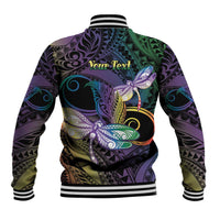 Personalized Polynesian Memorial Baseball Jacket Dragonflies Appear When Angels Are Near