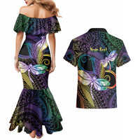 Personalized Polynesian Memorial Couples Matching Mermaid Dress and Hawaiian Shirt Dragonflies Appear When Angels Are Near LT14 - Polynesian Pride